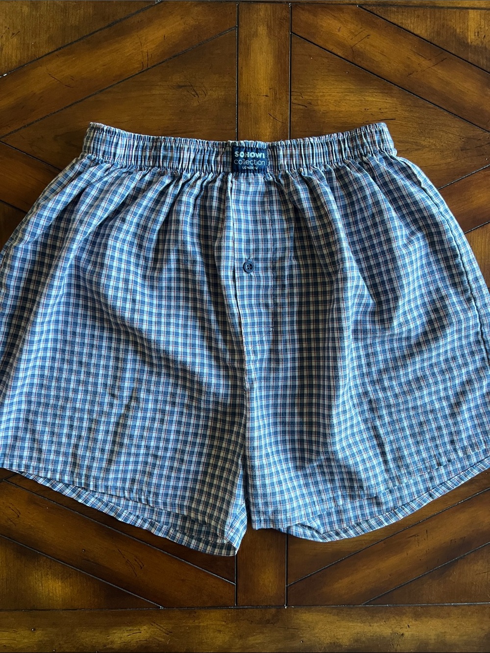 Soho Blue and White Checked Men’s Boxer Shorts